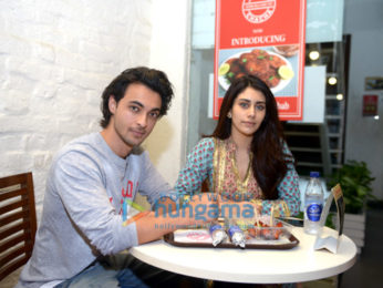 Aayush Sharma and Warina Hussain snapped at Loveratri promotions at Khan Chacha Kabab, Khan market in New Delhi