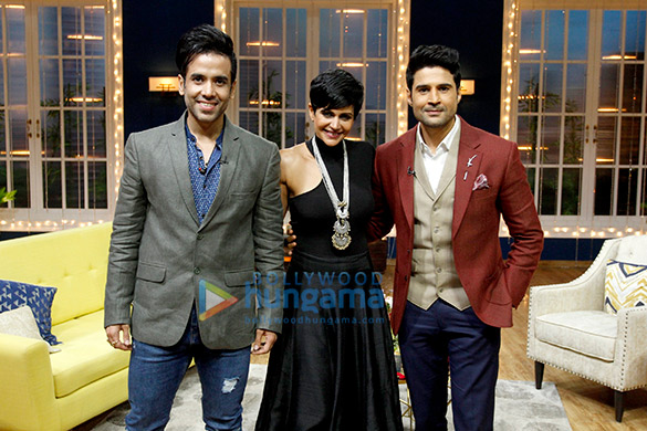 Tusshar Kapoor, Mandira Bedi and Rajeev Khandelwal snapped on sets of the show Juzz Baatt Tusshar Kapoor, Mandira Bedi and Rajeev Khandelwal snapped on sets of the show Juzz Baatt