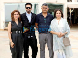 Cast of Badhaai Ho snapped during media interactions at Sun N Sand in Juhu