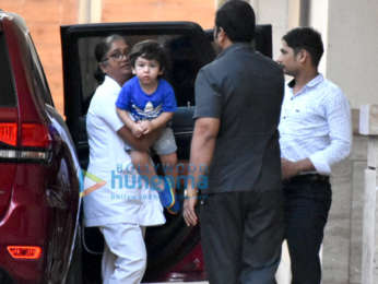 Taimur Ali Khan snapped at Amrita Arora's residence in Bandra