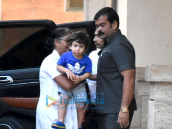 Taimur Ali Khan snapped at Amrita Arora's residence in Bandra