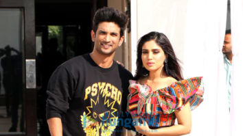 Sushant Singh Rajput and Bhumi Pednekar snapped during interviews for their film Sonchiriya at Sun n Sand in Juhu