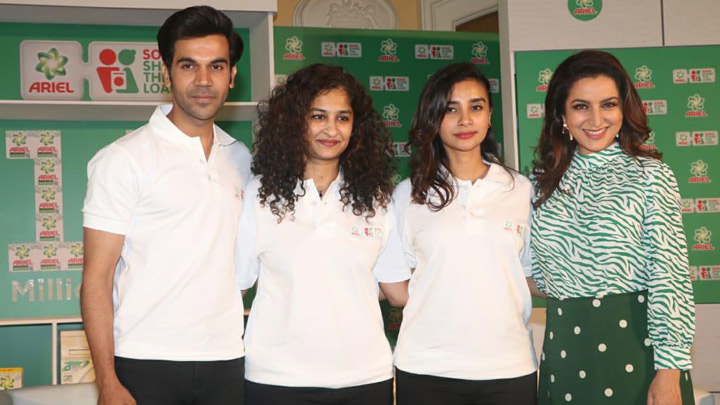 Rajkummar Rao, Patralekhaa and Tisca Chopra snapped at Ariel Sons – Share The Load event