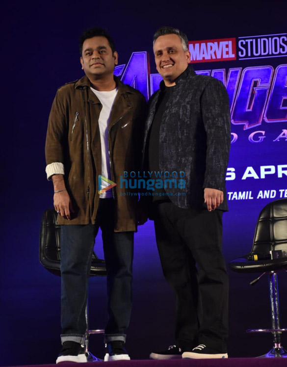 Joe Russo and A.R. Rahman launch the Marvel Anthem at the Avengers: Endgame event Joe Russo and A.R. Rahman launch the Marvel Anthem at the Avengers: Endgame event