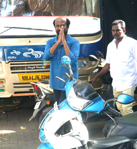 Rajinikanth snapped during a shoot in Bandra Rajinikanth snapped during a shoot in Bandra