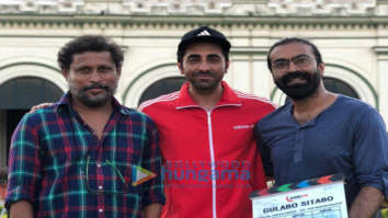 on the sets of the movie Gulabo Sitabo
