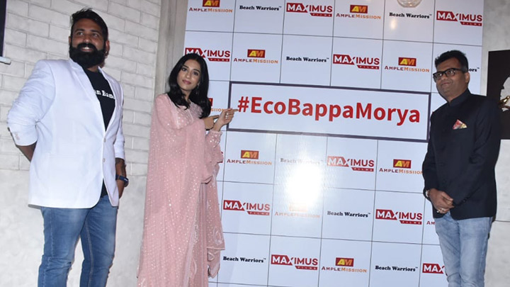 Amrita Rao snapped at the launch of #EcoBappaMorya initiative