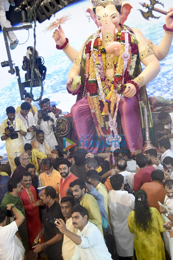 Photos: Amitabh Bachchan and Abhishek Bachchan snapped at Lalbaugcha Raja Darshan Photos: Amitabh Bachchan and Abhishek Bachchan snapped at Lalbaugcha Raja Darshan