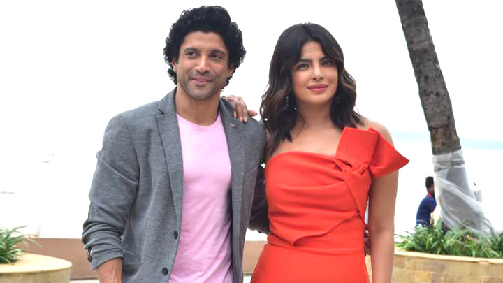 Priyanka Chopra Jonas and Farhan Akhtar snapped during The Sky Is Pink promotions at Sun and Sand, Juhu