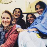 Tabu poses happily with director Mira Nair as she wraps the shoot of A Suitable Boy