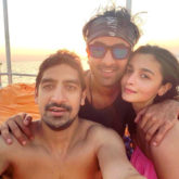 Alia Bhatt poses by the sea with her best boys, Ranbir Kapoor and Ayan Mukerji