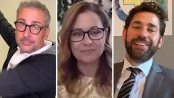 Steve Carell, Jenna Fischer, John Krasinski and The Office cast reunite to recreate epic wedding scene to surprise newlywed couple on Some Good News