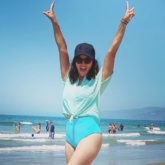 Sunny Leone follows social distancing at the beach