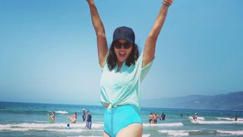 Sunny Leone follows social distancing at the beach