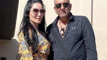 Sanjay Dutt and Maanayata Dutt strike a pose during their Dubai vacation