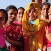 Sai Pallavi poses with fans at a college in Trichy as she appears for an exam