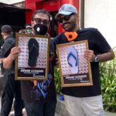 Anurag Kashyap and Kunal Kamra pose outside Arnab Goswami's Republic TV office