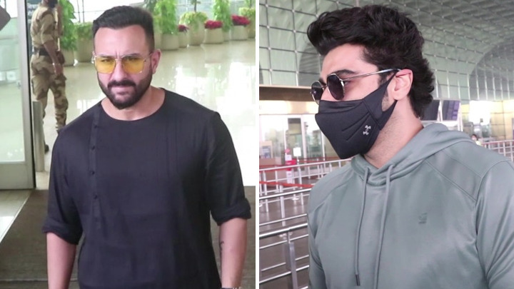 Saif Ali Khan & Arjun Kapoor leave for the shoot of movie Bhoot Police