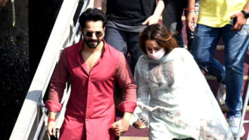 Varun Dhawan and Natasha Dalal leaving from Alibaug from a speed boat