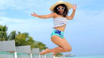 Hina Khan looks ecstatic as she poses in bikini bottoms and a crop top by the beach
