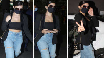 Nora Fatehi keeps it chic in black crop top, a blazer and skinny jeans