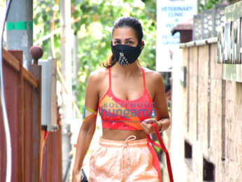 Photos: Malaika Arora spotted with her pet on a morning walk