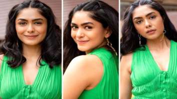 Mrunal Thakur dons dominant green colour for Toofan promotions, opts for pleated midi dress worth Rs. 35,020