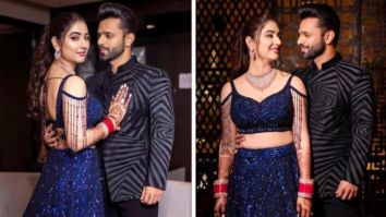 Rahul Vaidya keeps it dapper in Abu Jani & Sandeep Khosla; Disha Parmar dons blue embellished lehenga for after party