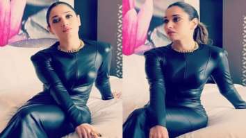 Tamannaah Bhatia exudes oomph factor in sexy faux black bodycon leather dress worth Rs.14,744 for MasterChef Telugu