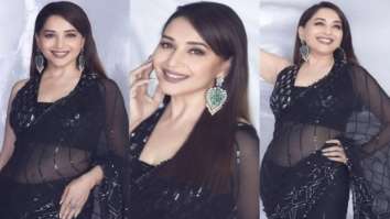 Madhuri Dixit looks pristine in an embellished Manish Malhotra saree for Dance Deewane 3
