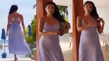 Sarah Jane Dias oozes oomph in lavendar satin cut out bodycon dress during her vacation in Maldives