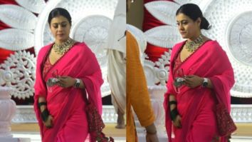Kajol stuns us in bright pink saree during Durga Puja