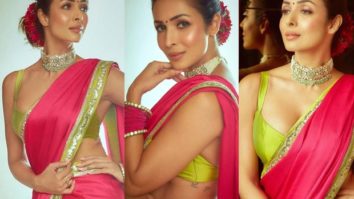 Malaika Arora stuns in a gorgeous pink and green saree by Manish Malhotra