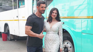 Spotted: John Abraham and Divya Khosla Kumar promoting Satyameva Jayante 2 on the Kapil Sharma Show set