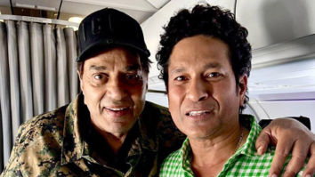 Dharmendra bumps into Sachin Tendulkar in a flight; calls him ‘mera pyaara beta’