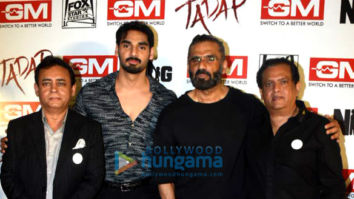 Photos: Suniel Shetty and Ahan Shetty at the special screening of Tadap at Jio Drive in Mumbai