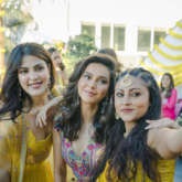 Shibani Dandekar stuns in Payal Singhal bohemian kalidar sharara for mehendi ceremony; Shabana Azmi, Rhea Chakraborty, Anusha Dandekar burn the dance floor in photos 