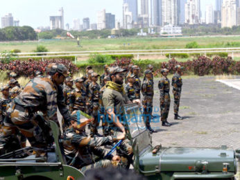Photos: Vijay Deverakonda arrives in a chopper dressed in army uniform to announce his next pan India project with Puri Jagannadh