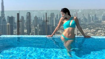 Shanaya Kapoor is a smokeshow in an aqua cut-out one-shoulder bikini while soaking in the sun in Dubai