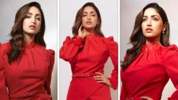 Yami Gautam looks fiery in red pantsuit worth Rs. 14,800 for Dasvi promotions