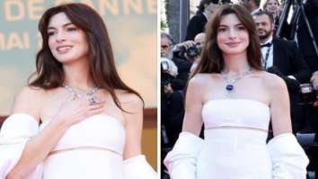 Cannes 2022:  Anne Hathaway exudes Princess vibes in strapless bandeau peach pink Armani Prive gown for Armageddon Time premiere