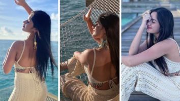 Jannat Zubair glows in a white crochet bralette and pants as she enjoys sunbathing by the pool in the Maldives