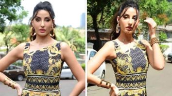 Nora Fatehi raises temperature in Rs. 14 Lakh baroque print tea-length Fendace Dress for Dance Deewane Junior