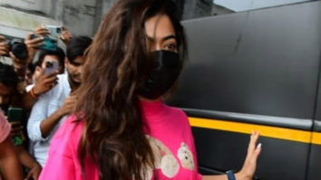 Rashmika Mandanna greets paps as she gets snapped outside her vanity van