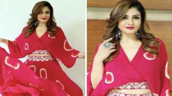 Raveena Tandon rocks in pink kaftan top and circular pants set worth Rs.59K for Ganesh Chaturthi