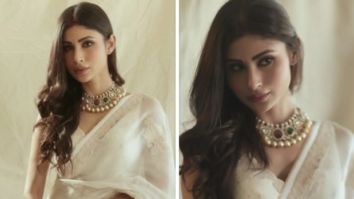 Mouni Roy looks enchanting in a dazzling white saree for Durga Ashtami celebrations