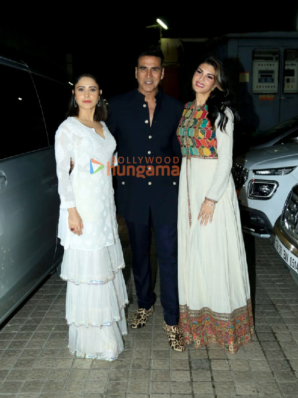 Photos: Akshay Kumar, Jacqueline Fernandez and Nushrratt Bharuccha snapped at a screening of Ram Setu at PVR Juhu