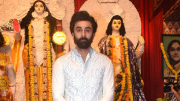 Ranbir Kapoor arrives for Durga Puja in traditional wear