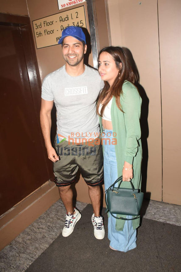 Photos: Varun Dhawan, Natasha Dalal and Kriti Sanon snapped at PVR Juhu