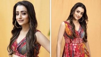Trisha Krishnan, flaunting a colorful Saaksha & Kinni maxi dress for Raangi promotions, is a true fashion queen